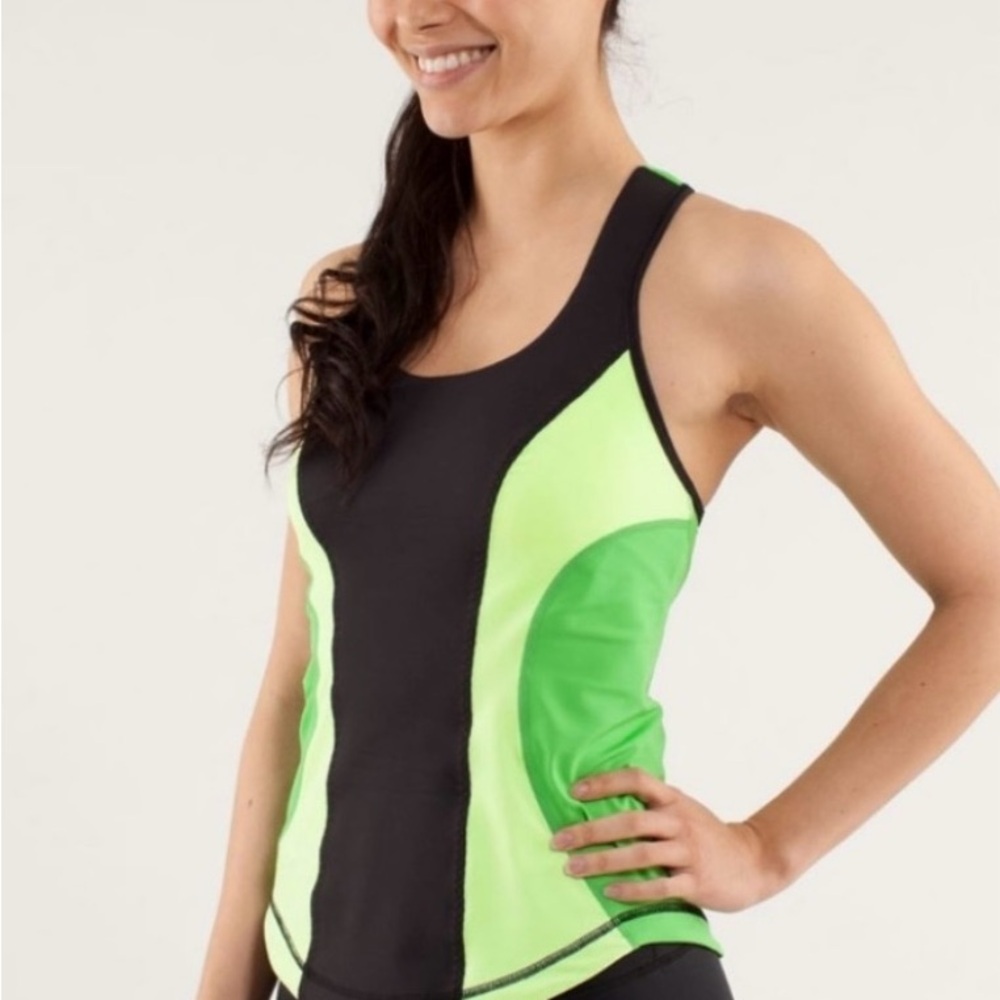 lululemon athletica Black and Green Tank Top